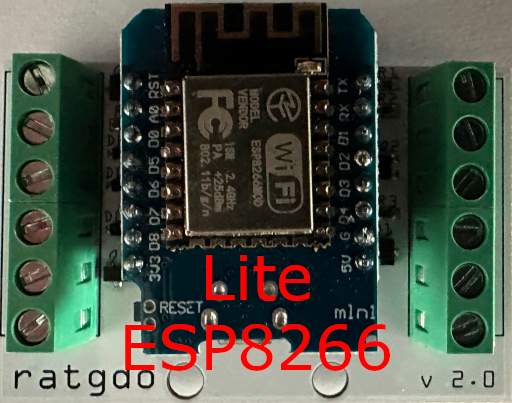 ratgdo v2.0 board with ESP8266 D1 Mini Lite with Security+ 2.0